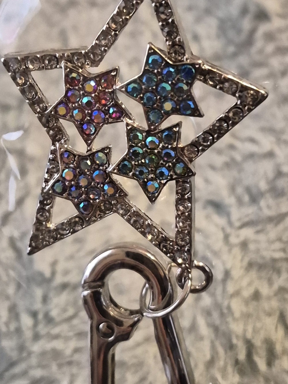 Paparazzi Crystal Star Necklave W/Matching Earings in Iridescent Multi-Colors